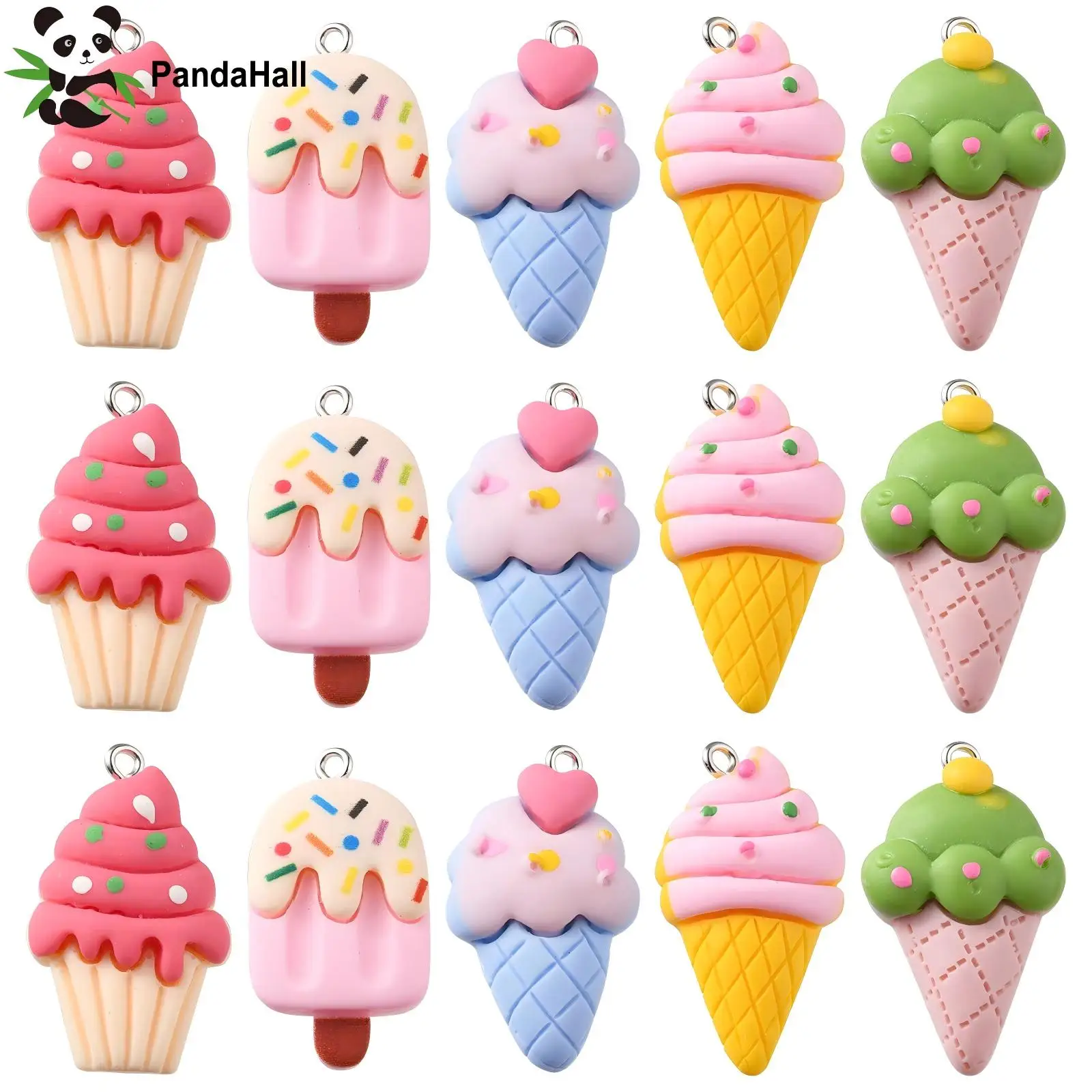 Panda hall 30pcs 5 Styles Sommer thema Sweet Food Charms undurchsichtige Eiscreme Eis lutscher Charms für DIY Schmuck machen Schlüssel bund