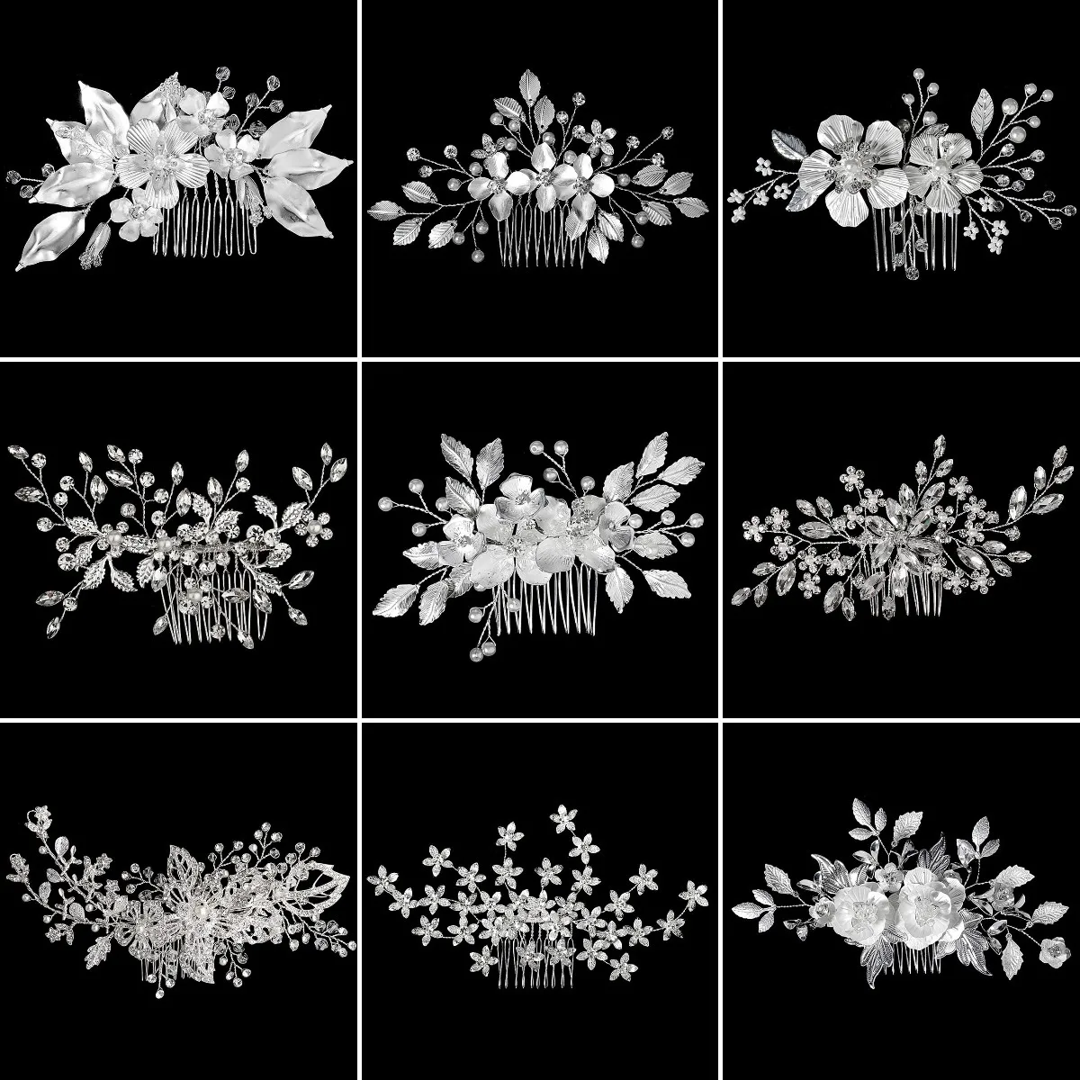 872249-a36823.jpg Silver Color Rhinestone Wedding Hair Comb Pearl Crystal Hair Accessories for Bride Ornament Prom Bridal Flower Headpiece Jewelry - Image 1