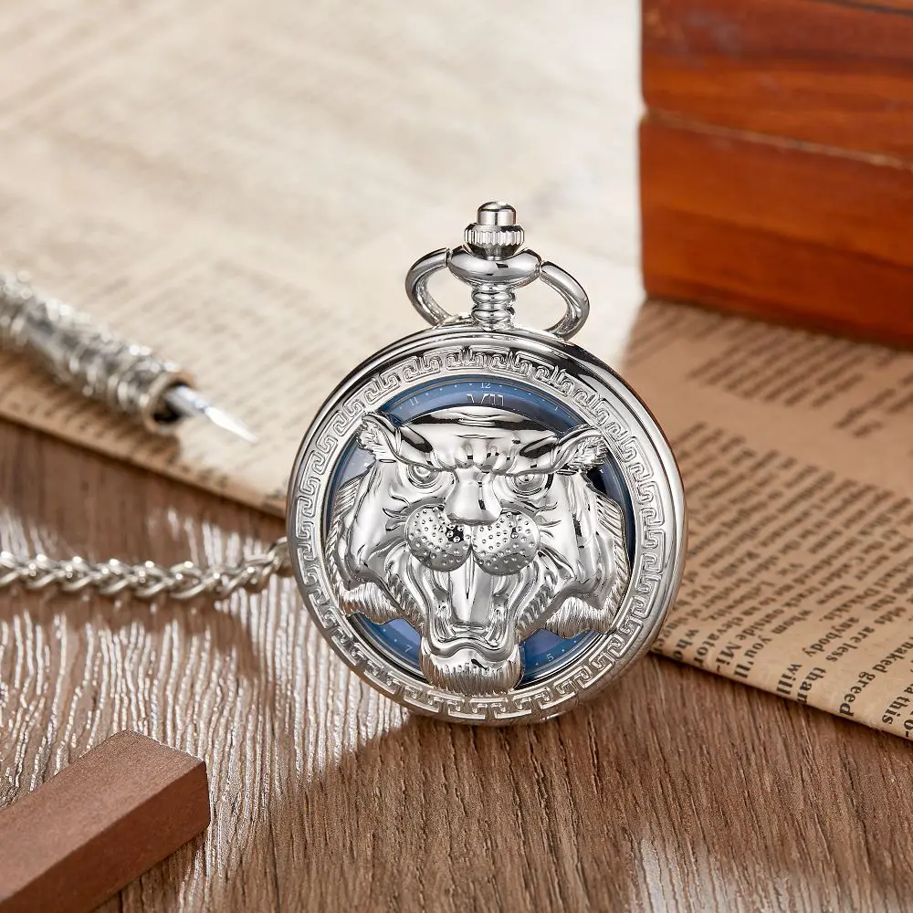 New Design Creative To My Son Lion Bear Love Dad Quartz Pocket Watch Men Fob Chain Best Gift For Son and Dad 2023