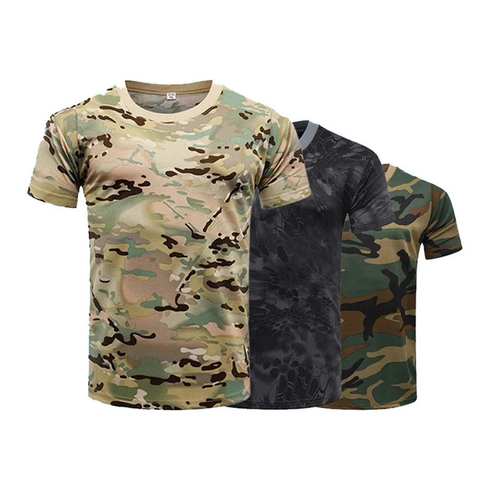 Combat Shirts Men Casual Tactical Short Sleeve Camouflage Quick Dry Outdoor Gym Tees
