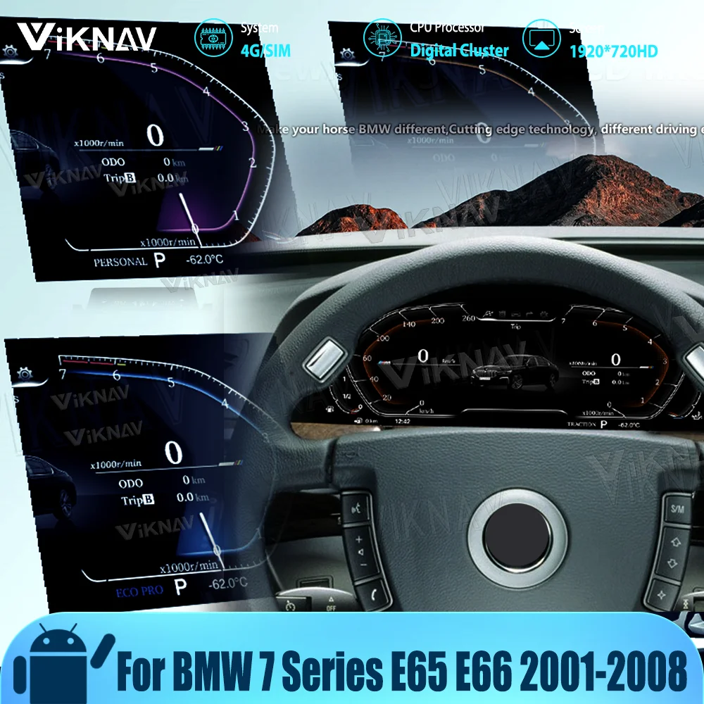 

IPS Screen 12.3inch For BMW 7 Series E65 E66 2001-2006 2007 2008 Upgrade Smart Cluster Digital Dashboard Stereo Panel Display