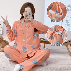 Maternity Pajama Set Women Breastfeeding Postpartum Clothing Autumn Long Sleeve Pregnant Nursing Home Loungewear 3XL 4XL 5XL 6XL
