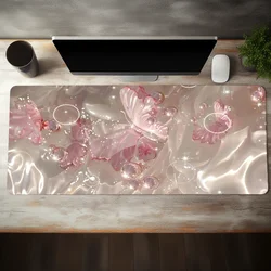 Pink Butterfly Large Gaming Mousepad - Anti - Slip Desk Accessory with HD Design - 31.4 15.7in 80 40cm (Pink)