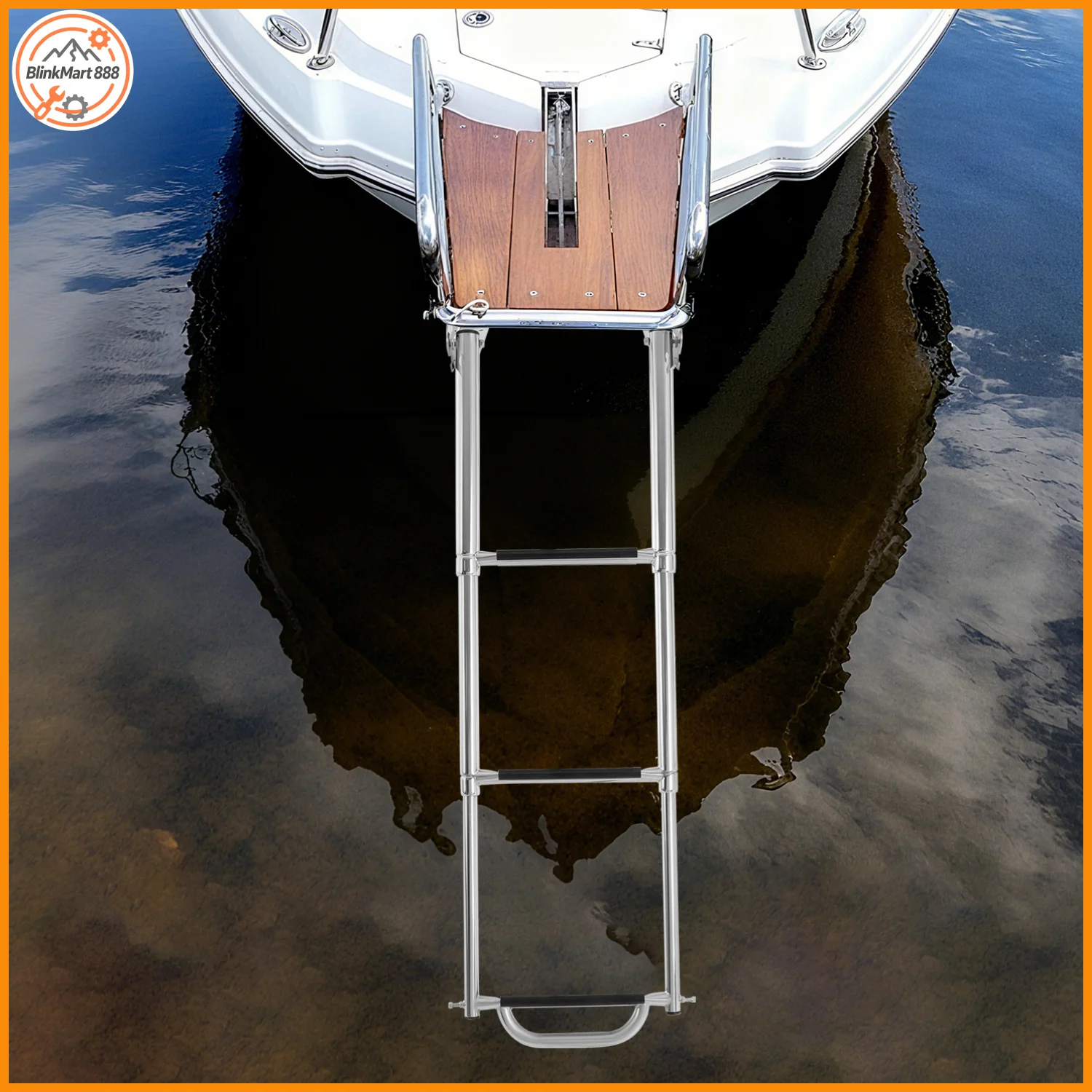 Folding Boat Boarding Ladder| 10“ Width 3-Step Stainless Steel Swimming Pool Step| Boat Accessories
