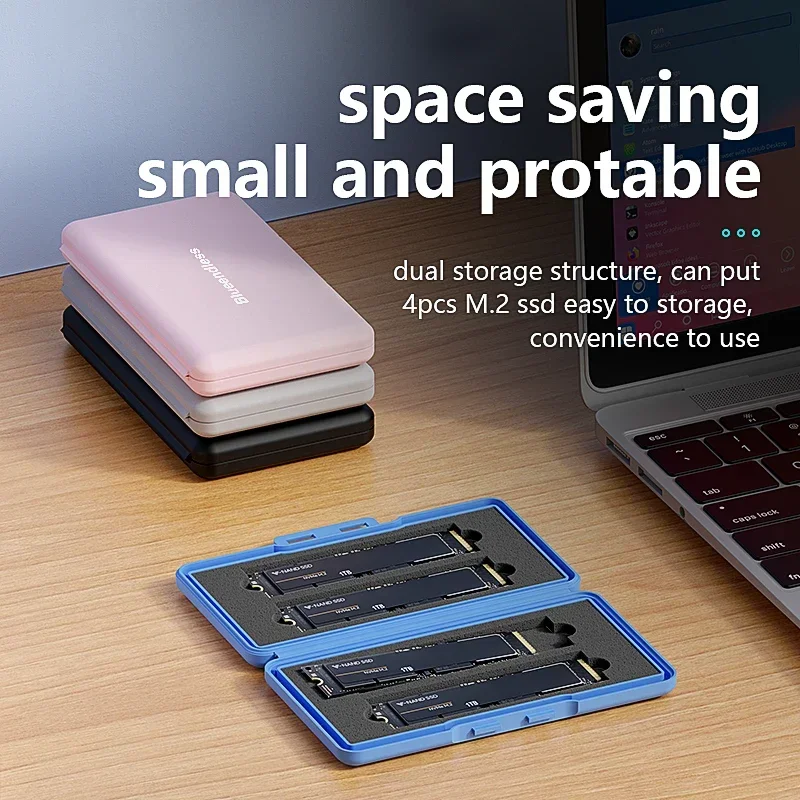 Compact Shockproof 4-Slot M.2 SSD Storage Enclosure Box