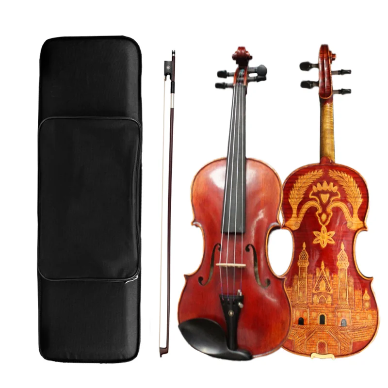 

Useful Advanced Violin Fiddle Antique Castle Carved European 1716 Violino Stradi Style Open Clear Tone Strings Instrument