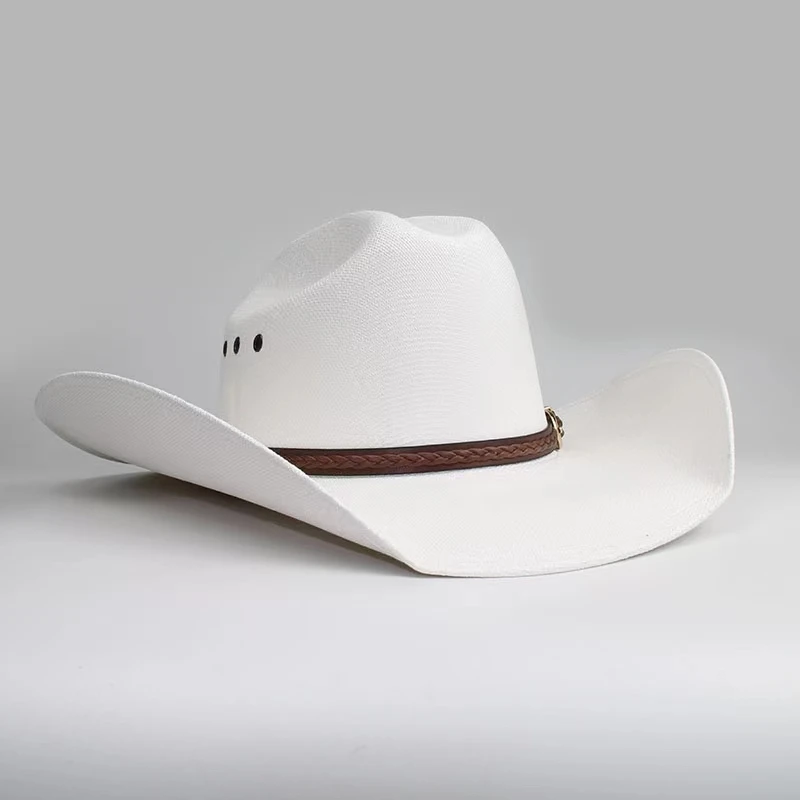 2023 new western jazz Cowboy hat breathable hand woven hard set summer unisex western Cowboy hat sun hat sombrero vaquero
