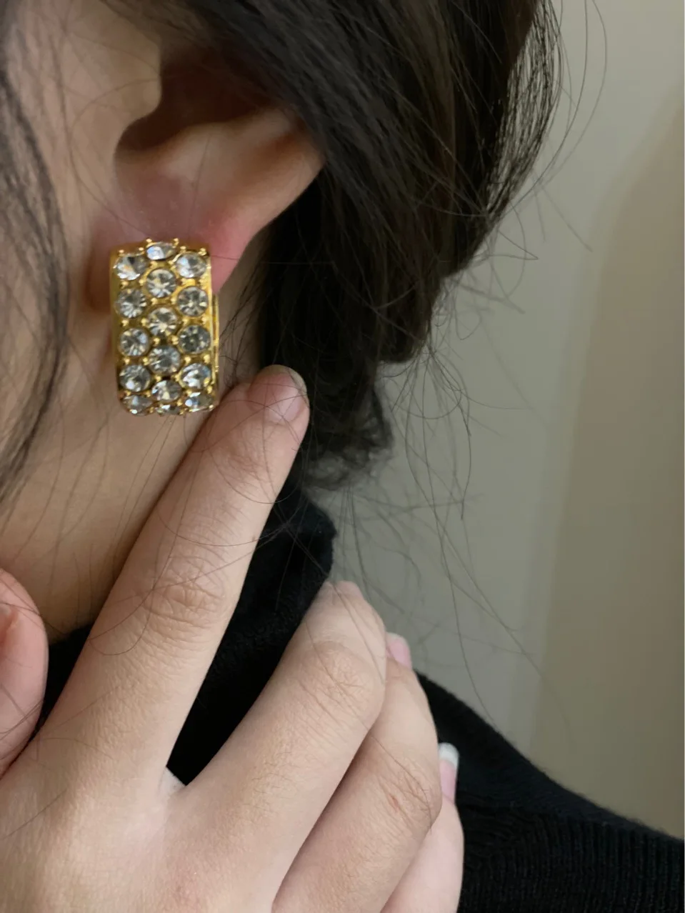 Brass With 18K AAA Zircon Full Crystal Hoop Earrings Punk Party Gown Runway rare Boucle d'oreille Korean Japan Style Fashion