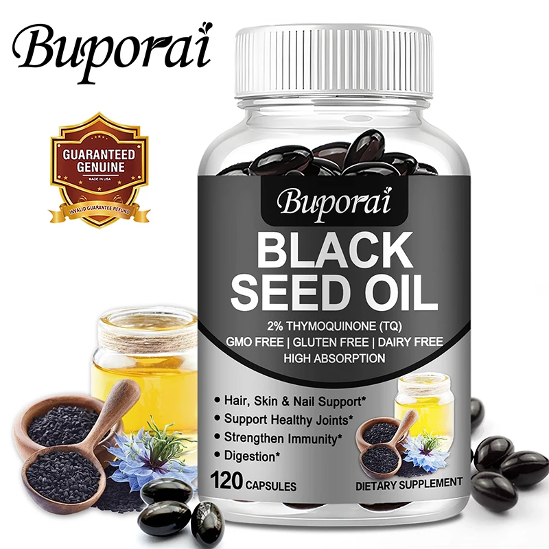 Black Seed Oil Supports Immune Joint Digestive Hair Skin Health Non-GMO Gluten Free black seed oil capsules