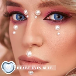 UYAAI Blue Cosmetic Cosplay Contact Lenses (Heart eyes Blue)