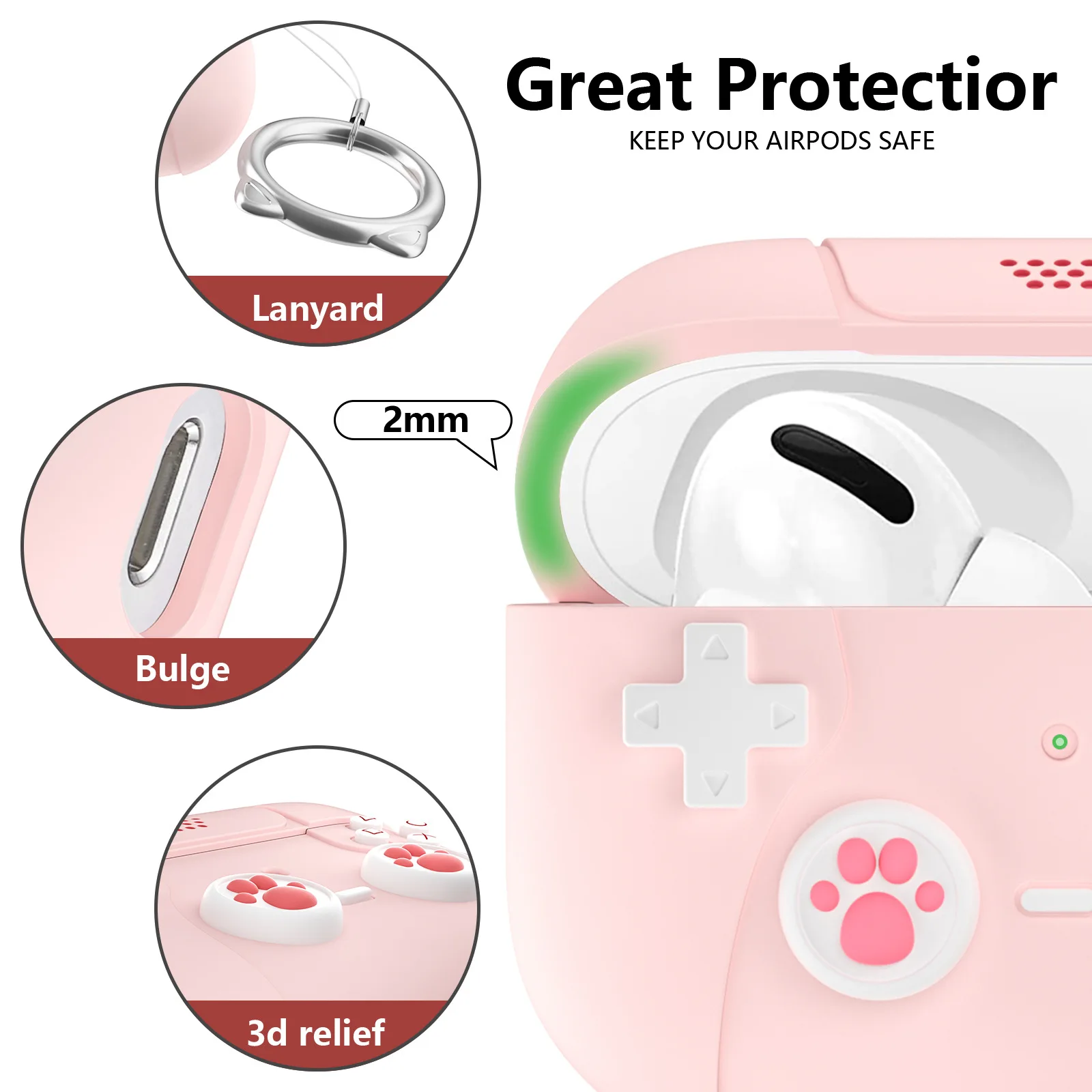 

Suitable For Airpods Pro2 Headphones Silicone Protective Cover Cartoon Protective Case Anti Fingerprint Novel Appearance Durable