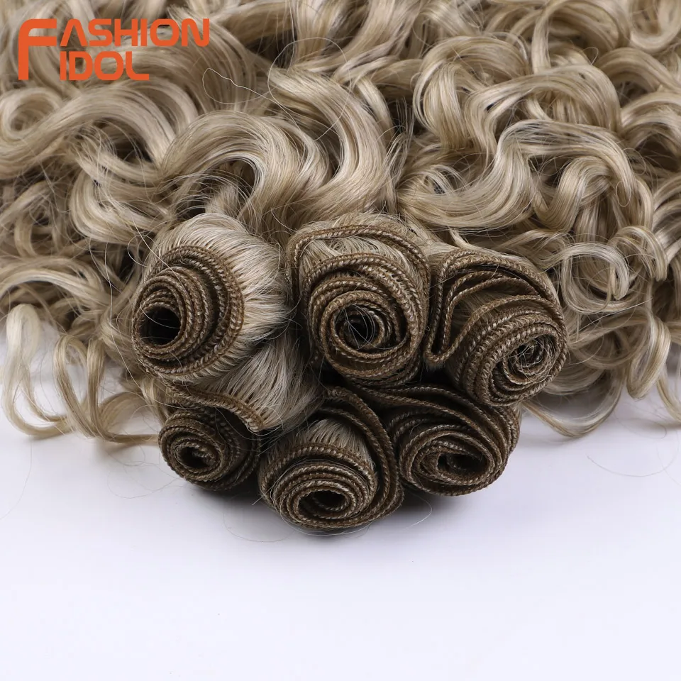 18 20 22 inch Synthetic Hair 6pcs Deep Wave Hair Bundles Ombre Brown High Temperature Fiber Weave Extensions Hair Extensions