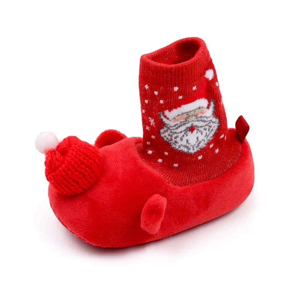 Non-slip Christmas Shoes Casual Cotton Warm Newborn Baby Shoes Santa Claus Flat Sneakers Boys and Girls Baby