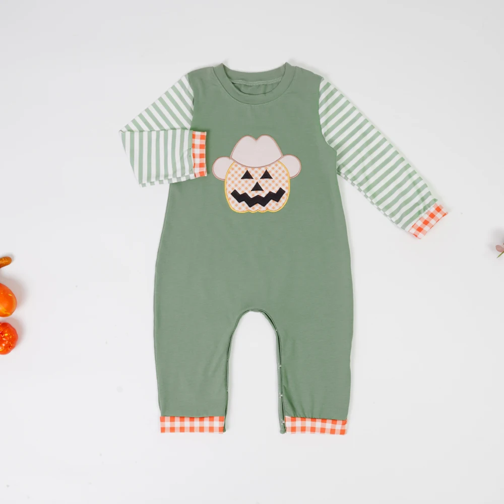 

Toddler Jumpsuit Baby Boy Clothes Infant Romper Scarecrow Embroidery Toddler Long Sleeve Bodysuit Children Outfits For 0-3T Boys