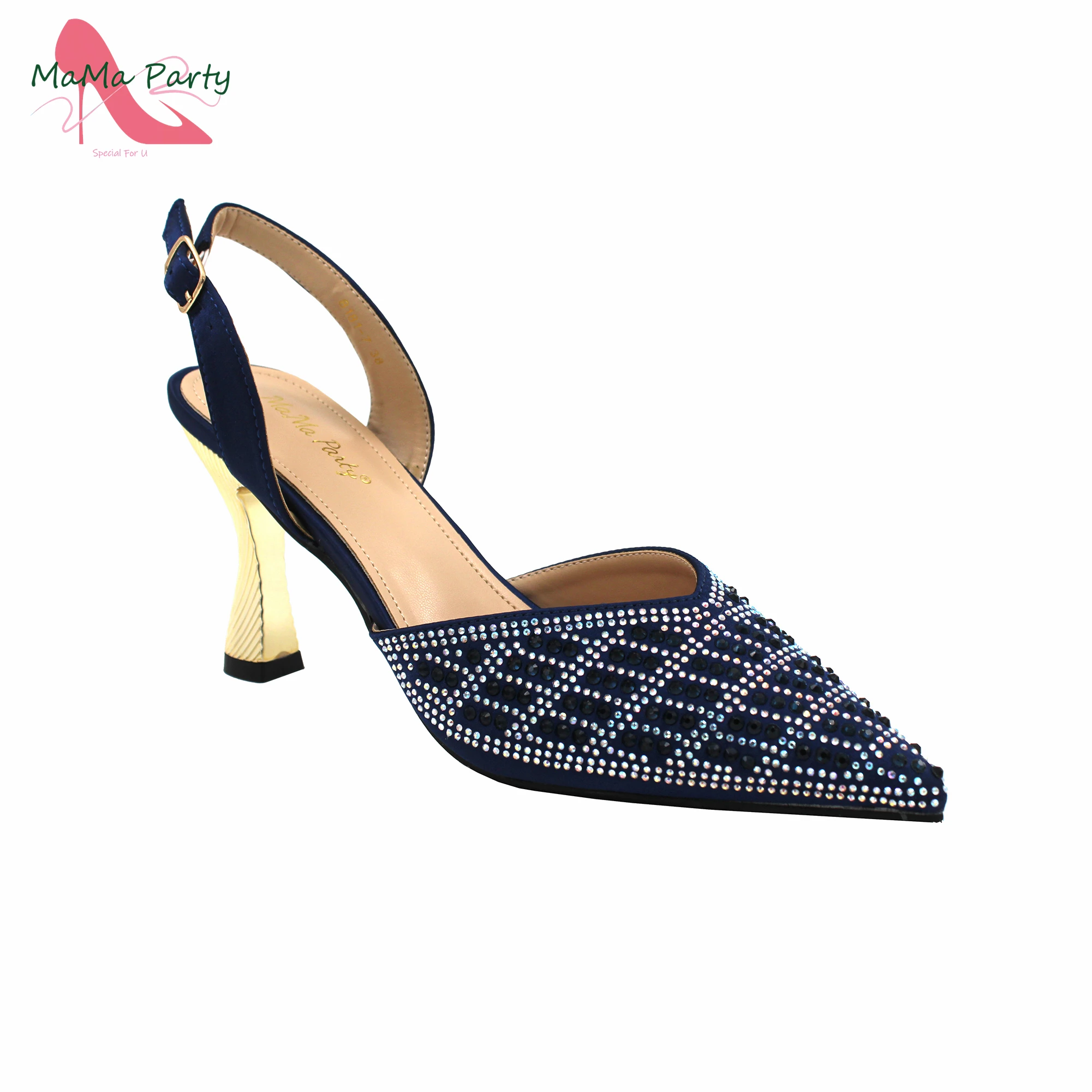 Navy Blue New Arrivals Italian Design 2024 Summer Hot Sale Shoes and Bag Set for Nigerian Women Pointed Toe Pumps for Party