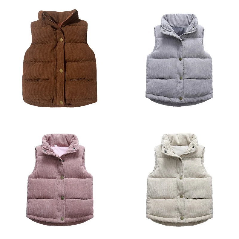 Autumn Corduroy Vests Girls Cotton Jackets Winter Kids Boys Baby Thick Warm Outerwear Children's Coat Casual Waistcoat Clothing kids winter outerwear