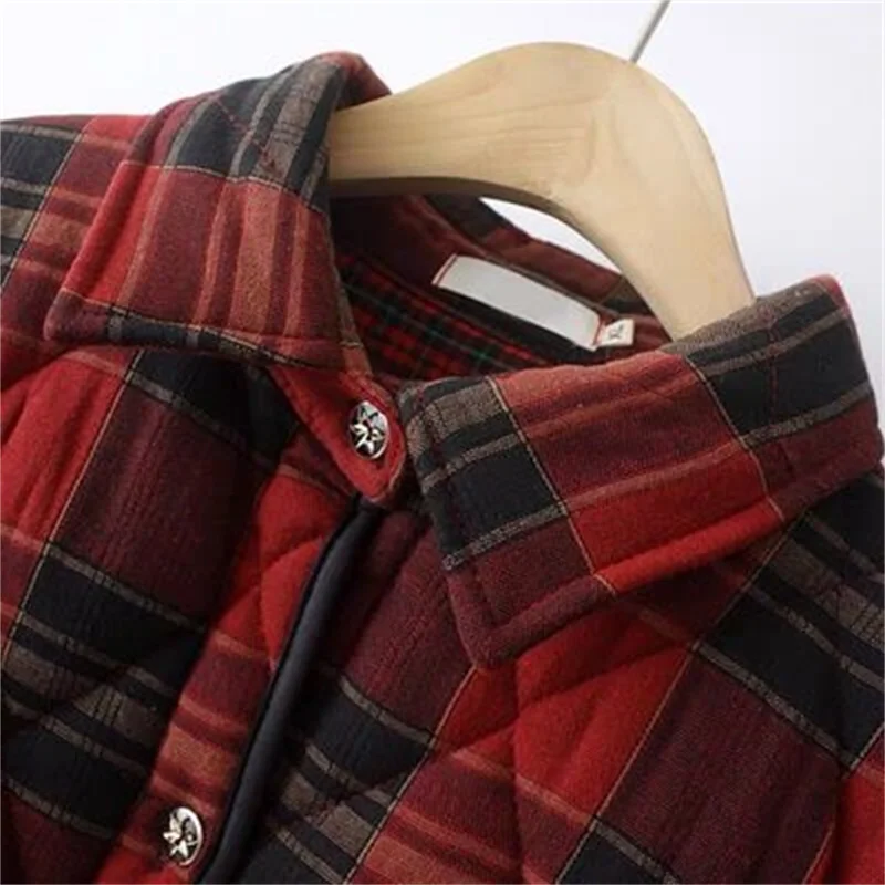 Women's coat Foreign trade Italian brand cut label 2022 winter cotton coat New plaid cotton jacket Western fashion cotton coat X