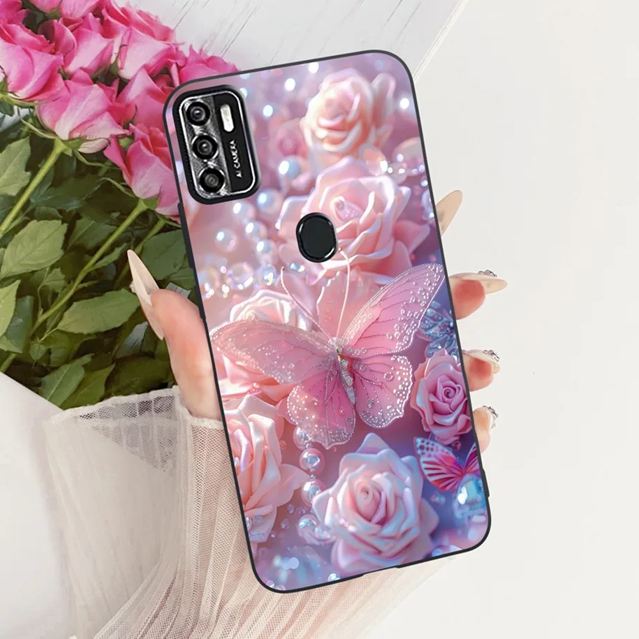 Floral Soft Black Silicone Bumper Phone Cover