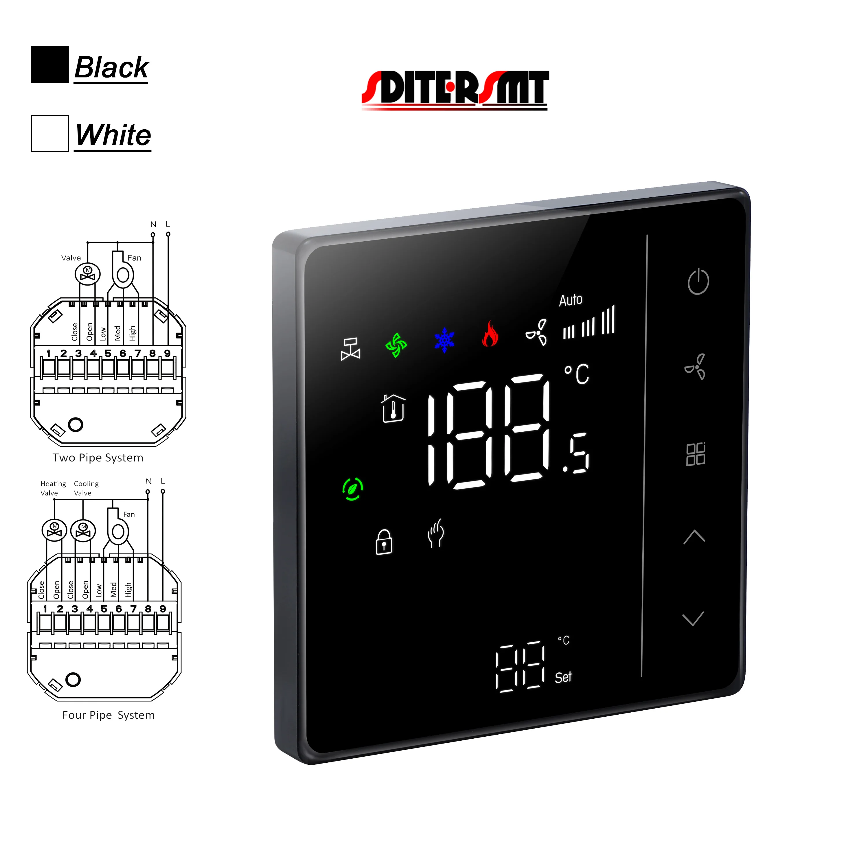 24V 220V NC/KEINE Ventil 3-Speed Touchscreen Thermostat für Temperatur Control Fan Spule Einheit arbeit mit Kanal System