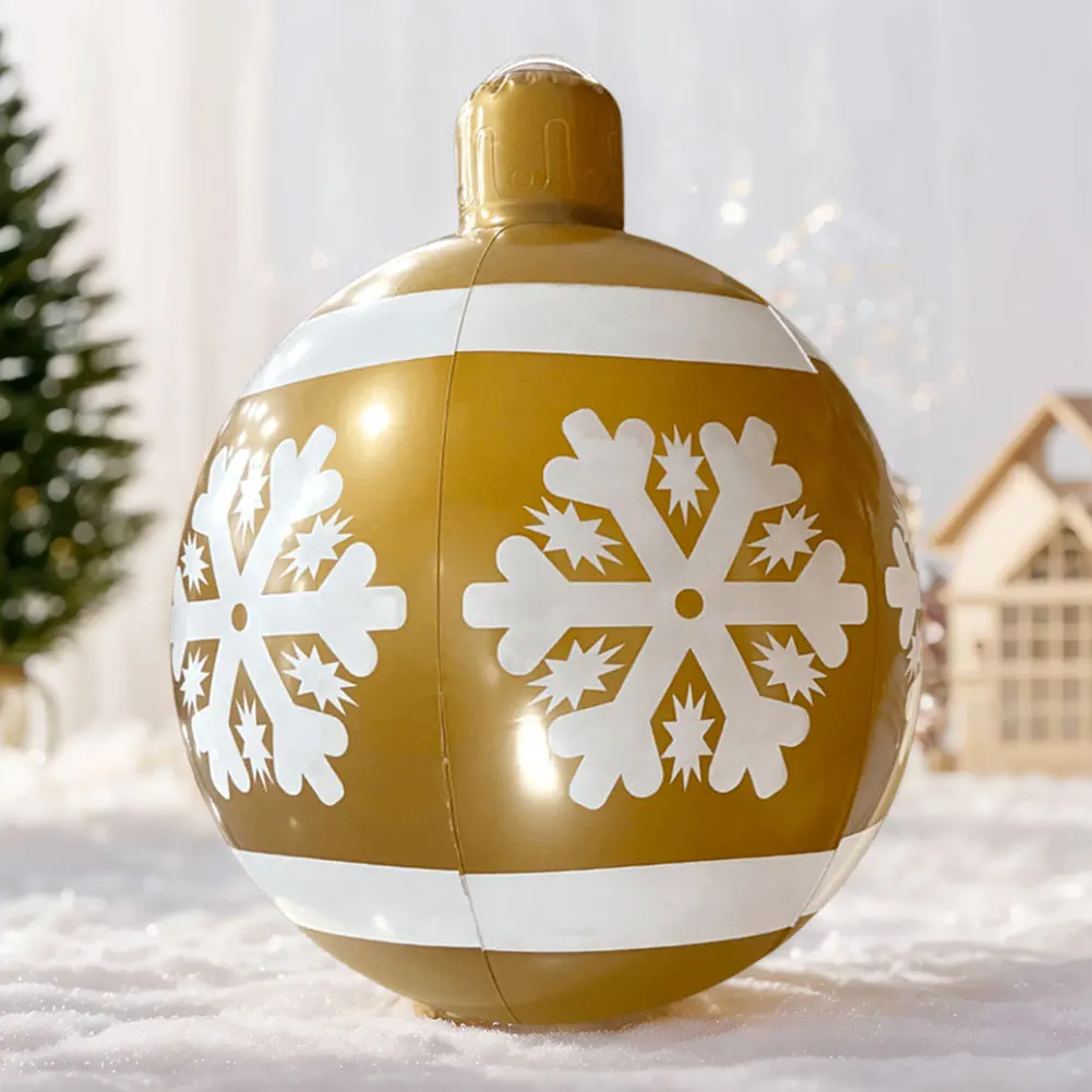 thumbnail image 1 of Bola de Navidad inflable de PVC de 24 pulgadas, 5/4/3/2/1 piezas, adornos para árbol de Navidad para interior y exterior, decoraciones navideñas para el hogar, 1 of 5