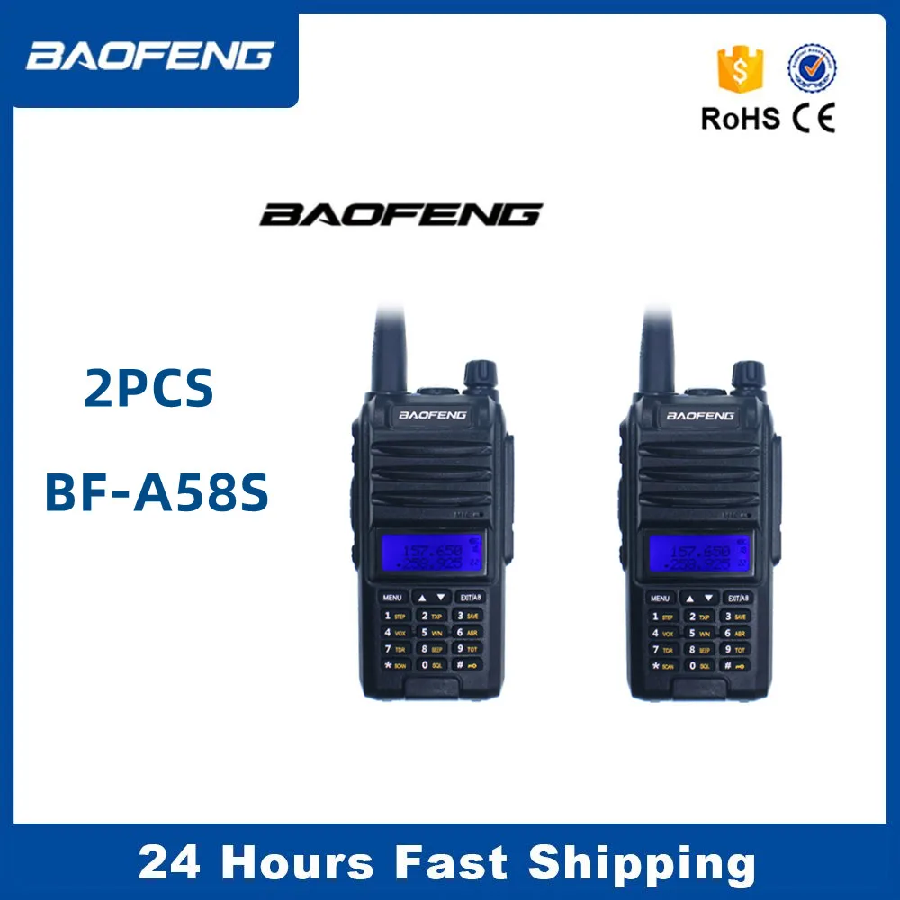 

2pcs Baofeng BF-A58S Tri-Band Walkie Talkie 136-174/200-260/400-520MHz Hf Transceiver FM 2-Way Portable Radio With Earpiece