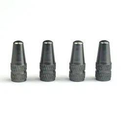 Set of 4 Durable Aluminum Alloy Bicycle Tire Valve Caps - Dustproof Tyre Accessories (Black)