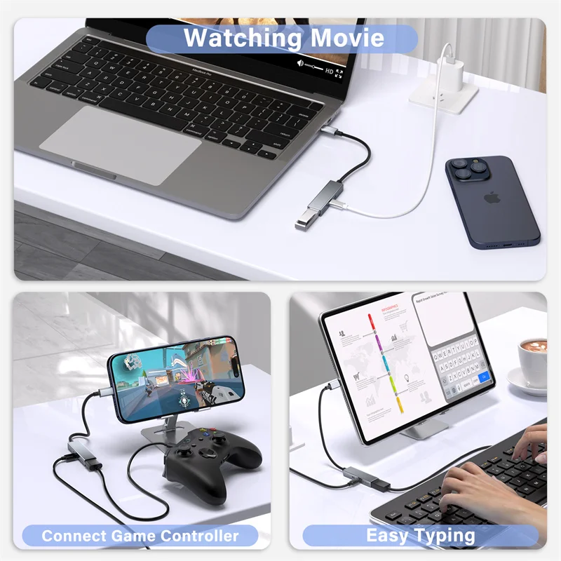 2 in 1 Type C OTG Cable USB C to USB A 3.0 Charge Data Converter HUB Adapter For External U Disk Mouse iPhone 15 Series