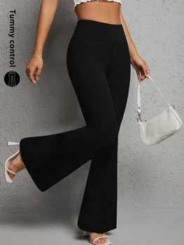 Ladies high-rise flared yoga trousers with leg bottom. Perfect for yoga or casual. 1