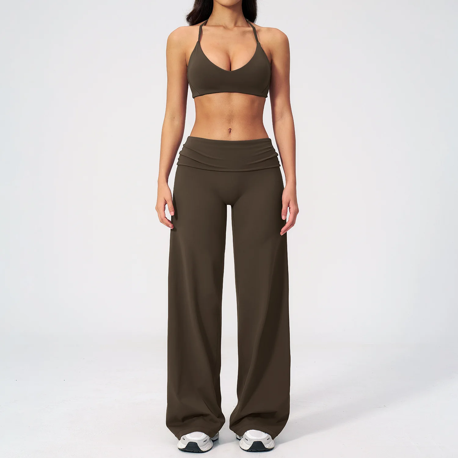 2PCS Women's Fitness Set Gym Tracksuit Breathable Sports Vest Flared Trousers Suit Push Up Workout Clothing Female Athletic Wear 6