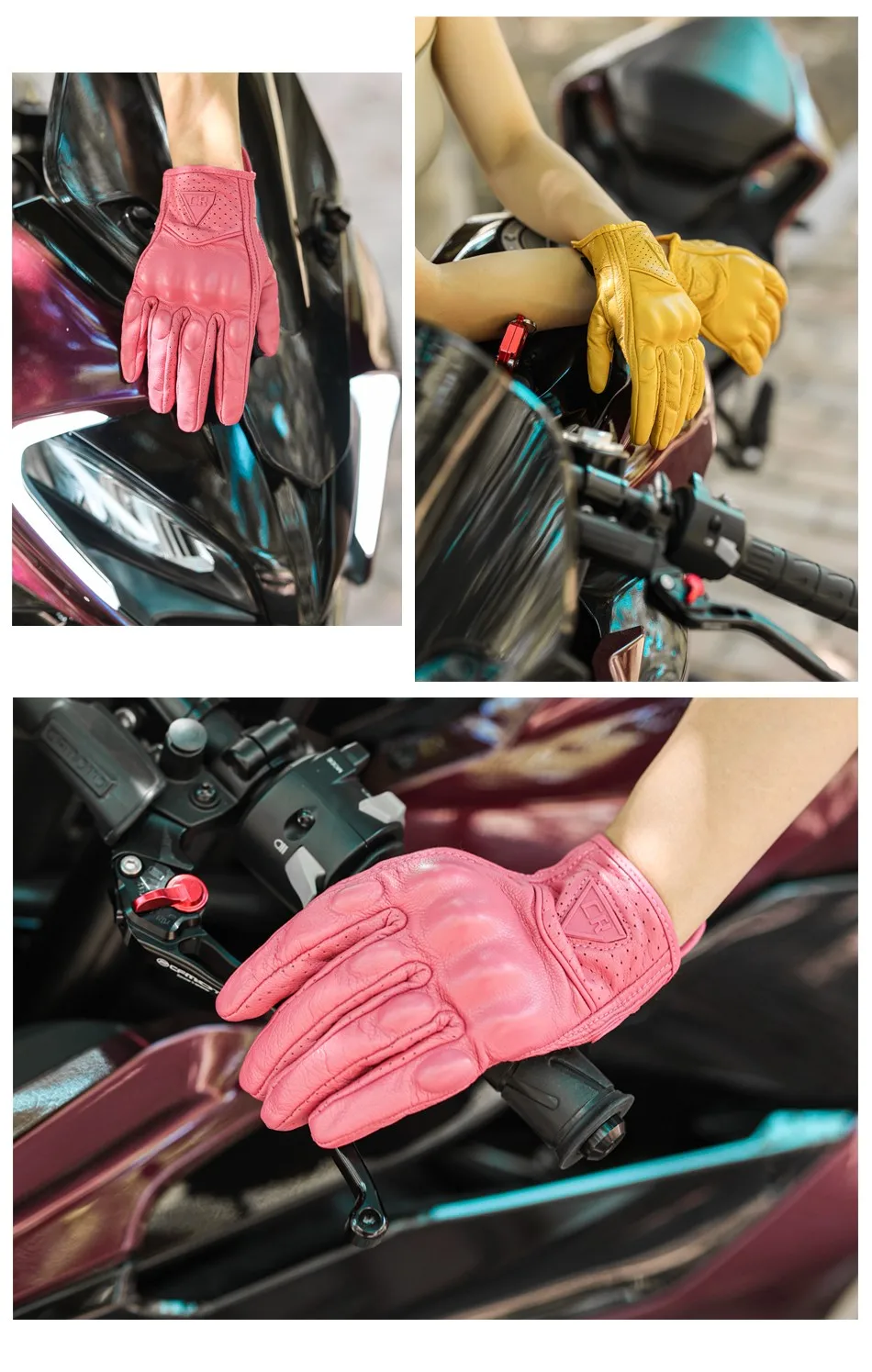 Retro Sheepskin Waterproof Leather Motorcycle Gloves Racing Glove Men Women Motocross Winter Gloves Full finger Guantes Moto motorcycle knee pads