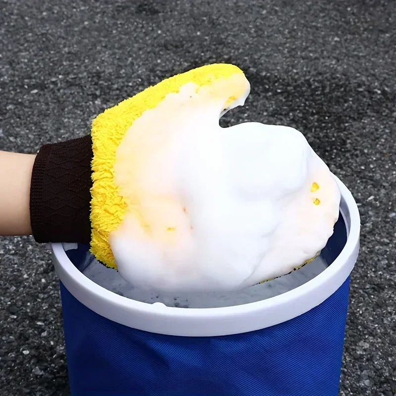 Car Washing Gloves Microfiber Coral Velvet Strong Water Absorption Body Cleaning Glove Double Sided Thickened Duster Clean Tools