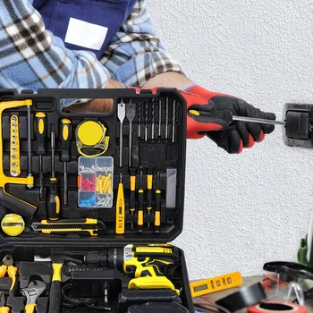 158pcs Multifunctional Household Tool Kit Screwdriver Wrench Pliers Socket Auto Repair Tool Set Ergonomic Design 6