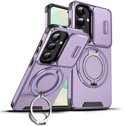 360° Rotating Magnetic Armor Case with Slide Camera Protection and Cover - Galaxy S23 Ultra (Purple)