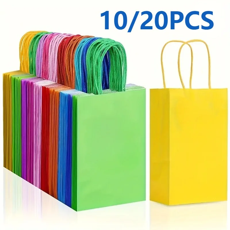 10/20PCS Bunte Kraft Papier Taschen Mehrere Farben Optional Snack Einkaufstaschen DIY Urlaub Geschenk Halloween Weihnachten Liefert