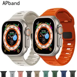 Silicone Strap For Apple Watch Band 49mm 44mm 45mm 40mm 41mm 49 sport correa Watchband bracelet iwatch Serises 8 7 6 5 se Ultra