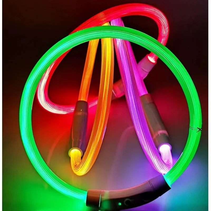 Dog Collar 40/50/70cm Led dog collar USB rechargeable pet dog glow-in-the-dark charging collar Luminous necklace safety night light