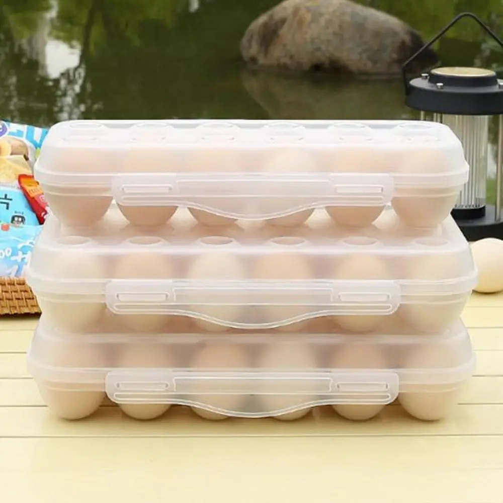 Durable Plastic 12/18 Grids Egg Tray Transparent Anti-collision Egg Storage Box with Lid Stackable Fridge Egg Organizer Kitchen 5
