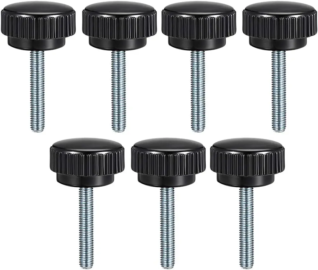 

M8 x 40mm Metric Male Thread Knurled Clamping Knobs Grip Thumb Screw on Type Plastic Threaded Hand Bolt Knobs Black 7 Pcs