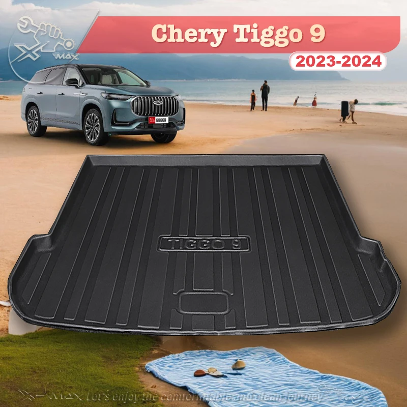 

For Chery Tiggo 9 2023 TPE Custom Fit Car Trunk Mat All Season Black Cargo Mat 3D Shaped Laser Measured Trunk Liners