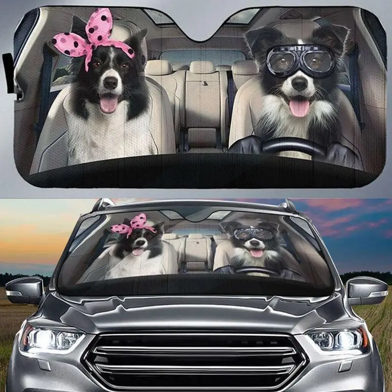 

Border Collie Puppy Driving Car Gift For Dog Lovers Windshield Sun Shade