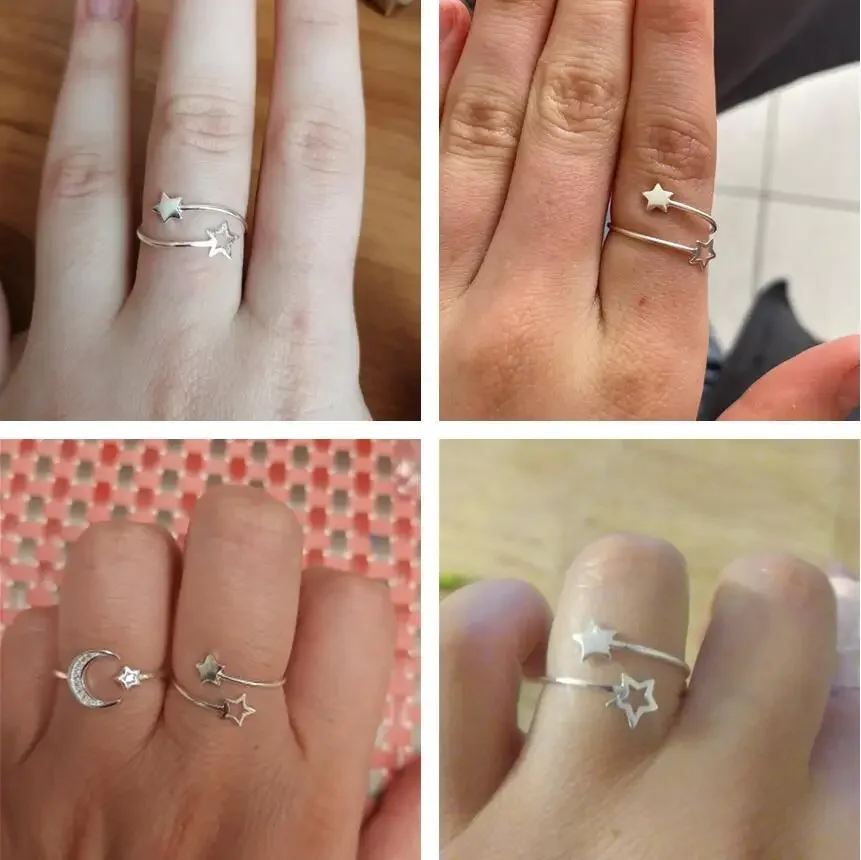 Silver Ring INZATT Real 925 Sterling Silver Star Ring for Fashion Women Party Minimalist Fine Jewelry Cute Anillo Estrella Accessories Gift