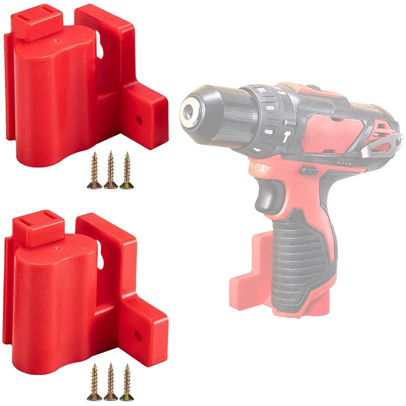 

2 Packs Tools Drill Mount Holder, Fit For M12 12V Tool Holder Dock Hanger With 6 Screws(Red)