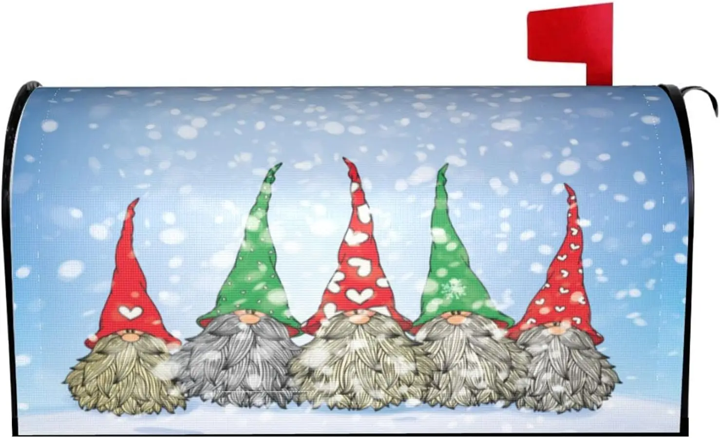 Winter Gnomes Christmas Mailbox Covers Magnetic Waterproof Snowy Snowflakes Mail Cover Letter Post Box Wraps Decor 21x18 Inch