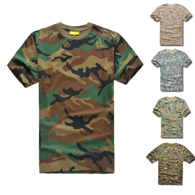 Outdoor Combat shirt Short Sleeve Cotton T-Shirt Tactical Military Outfit Camouflage Round Neck Breathable Airsoft T Shirt Man combat shirts