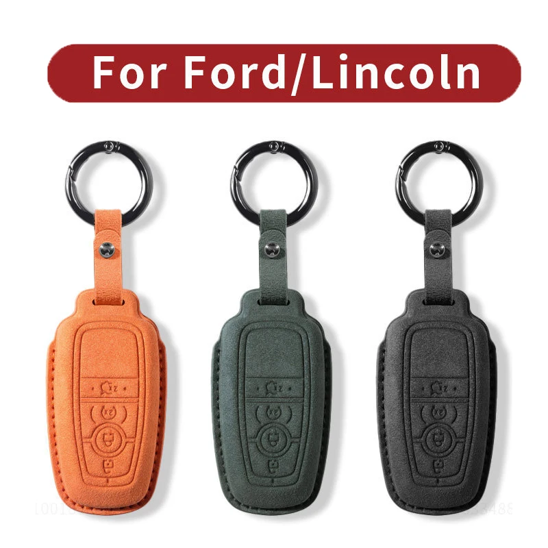 

Suede Leather Car Key Case Cover Fob For Ford Fusion Mustang Explorer F150 F250 F350 EcoSport Edge Ranger Lincoln Mondeo MKC MKZ