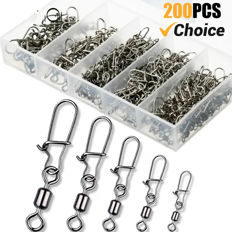 Fishing Swivel Snaps 4#-12# Stainless Steel Rolling Bearing Duo-Lock ...