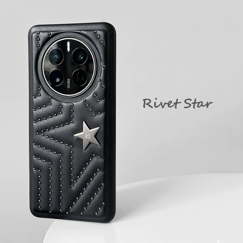 

Luxury Rivet Stars Leather Case for Huawei Mate 50 Pro Fashion Punk Shockproof Cover for Huawei Mate 50 Rs Mate 40 Pro P50 P30