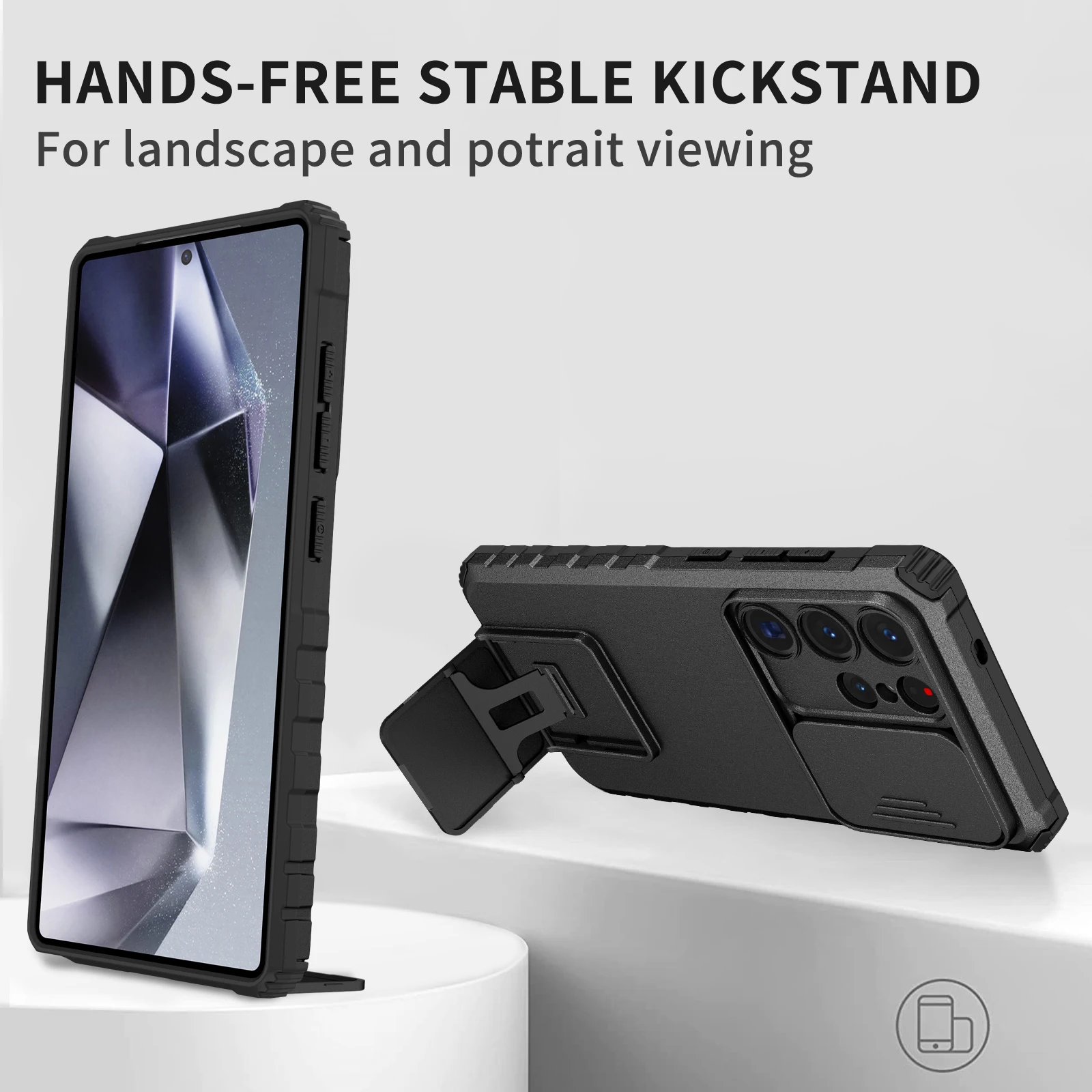 Universal Black Stand Holder Hard Case - Enhanced Protection Phone