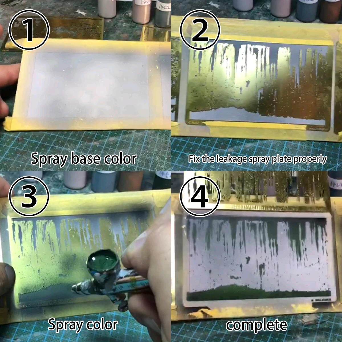 Kit di Strumenti per la Pittura di Modelli in Scala, Maschera Spray Riutilizzabile in Metallo con Stencil per Aerografo, Effetti di Striature d'Acqua e Sporco, Multi-Scala - immagine 4