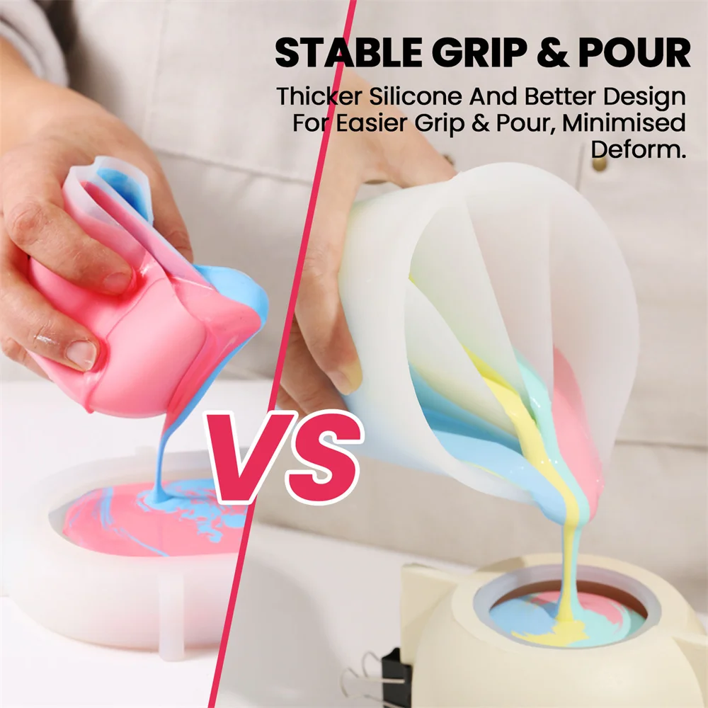 500ml Silicone Split Pouring Cups Non-Stick Mixing Cups Jesmonite/Resin/Fluid Painting